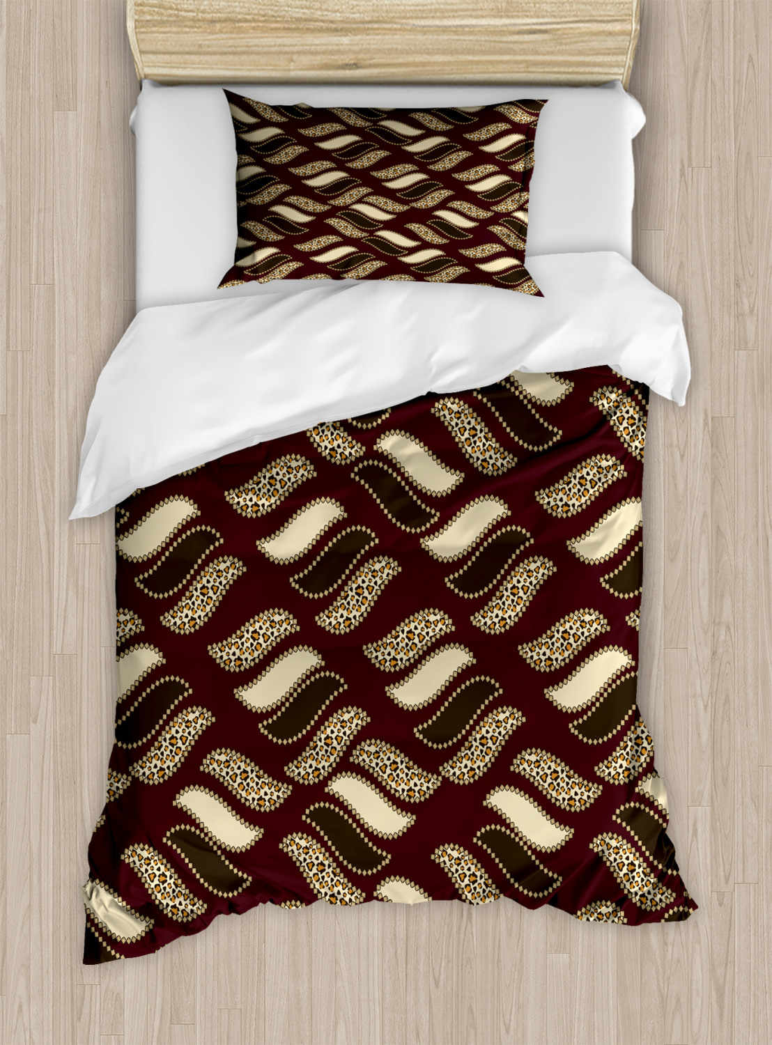 African Duvet Cover Set, Ethnic African Style Cheetah Skin Texture