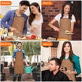thumbnail image 7 of Brown Planet Moon Star Pattern Apron-Garden Aprons for Women with Pockets-Cotton Linen Waterproof Kitchen Cooking Gardening Aprons Adjustable for Kitchen,Cooking,BBQ and Salon 33x27 Inch, 7 of 7