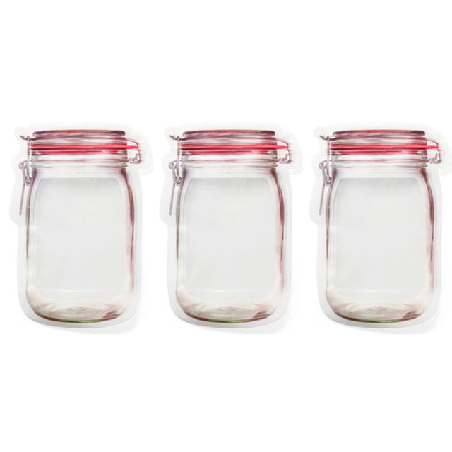 3 Pcs Sacs Transparents de Conservation des Aliments en Forme de Bouteille pour Biscuits et Collations, Sacs de Scellage de Rangement, Sac à Fermeture Éclair, Couleur Rouge