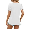 thumbnail image 3 of WREESH Elegant Puff Sleeve Eyelet Blouse Women's Dressy Casual Summer Tops in Solid Color White, 3 of 6