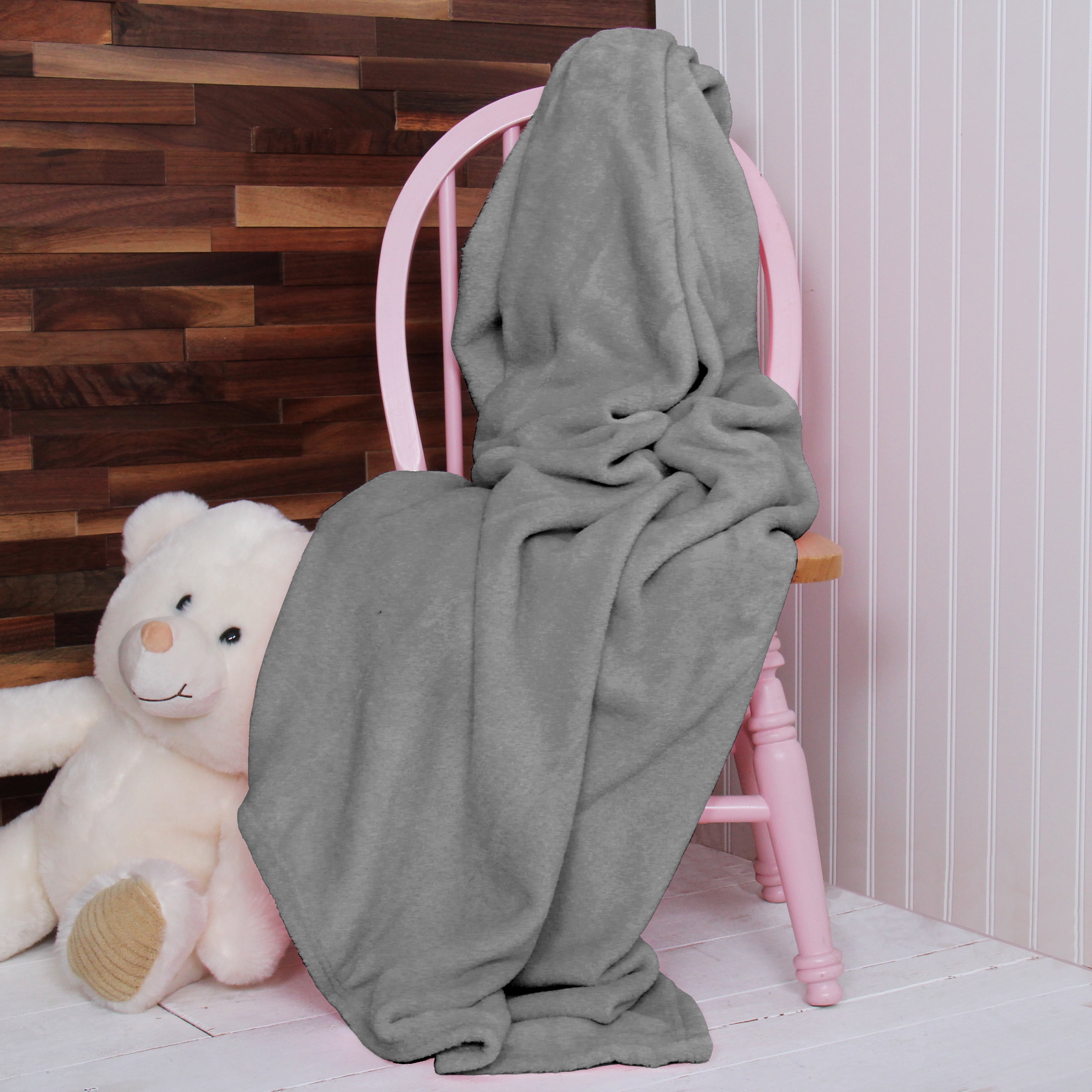 Threadart Super Soft Ultra Plush Fleece Throw Blankets 50"x60" | Fuzzy Soft Cozy Microfiber | Grey | 11 Colors available