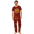 thumbnail image 3 of OIOLOYJM Matching Family Halloween Pajamas Set Cute Ghost Pumpkin Spider Graphic Soft Comfortable Two-Piece Sleepwear Novelty Holiday Party Fashion Short Sleeve Loungewear Pajamas L, 3 of 9