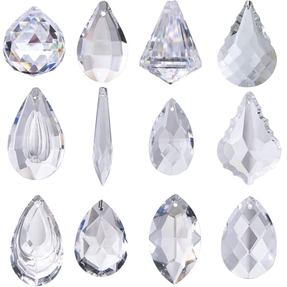 12PCS Crystal Sun Catchers Indoor Window Glass Prism Balls Rainbow Maker Decor