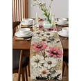 thumbnail image 4 of White Pink Spring Floral Table Runner Cotton Linen 36 Inch Holiday Dresser Scarves, Vintage Flowers Pastoral Botanical Tablerunner for Kitchen Coffee Dining Bedroom Dinner Scarf Décor 13''x36'', 4 of 9