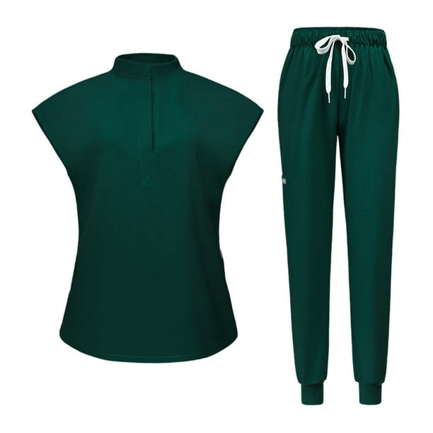Conjunto de uniforme médico femenino con top y pantalón deportivo para spa, salón de belleza y tienda de mascotas. SG