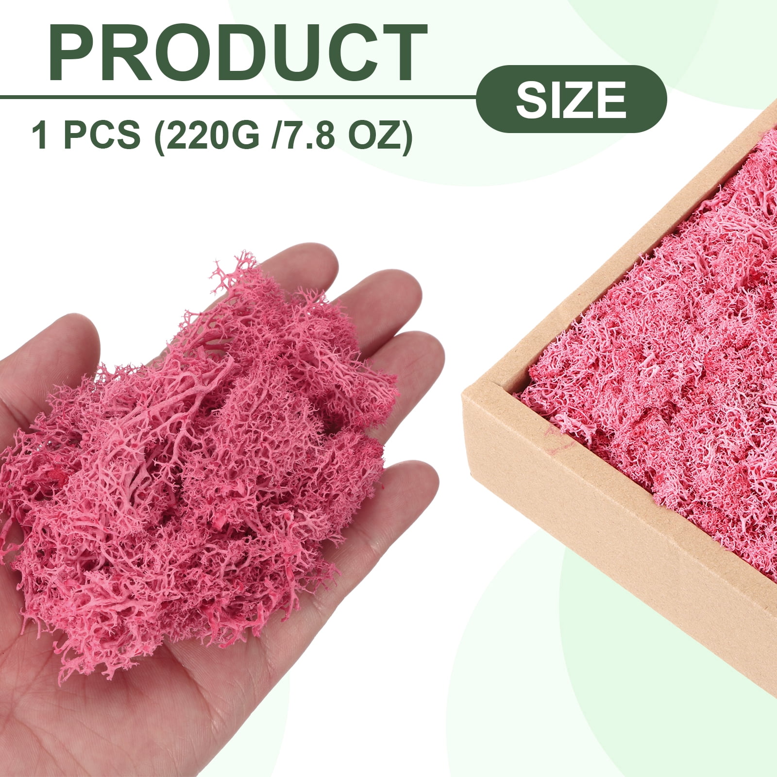 Uxcell 7.8oz Preserved Reindeer Moss Dark Pink Decorative Artificial Fake Moss