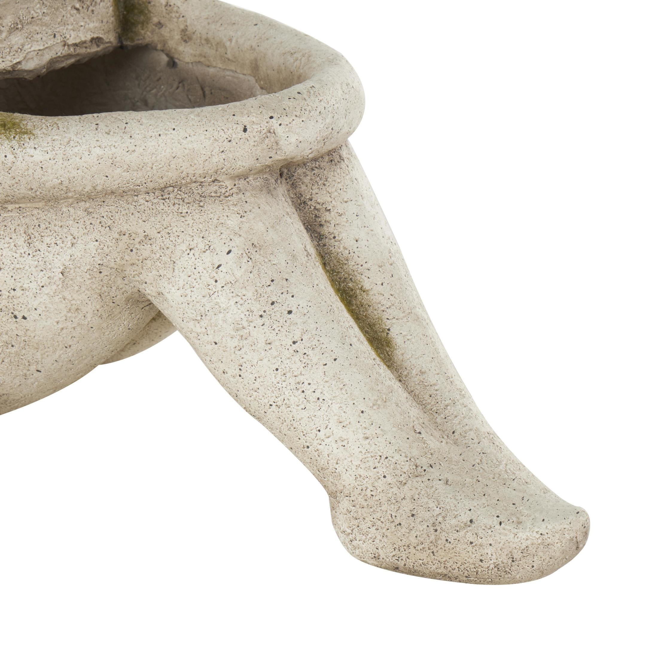 DecMode 16" x 17" Sitting Cream Polystone People Planter