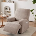 thumbnail image 3 of TAOCOCO Recliner Amrchair Slipcover Stretch 3-Pieces Reclining Chair Cover Kids Pet Furniture Protectors with Pockets, Khaki, 3 of 10