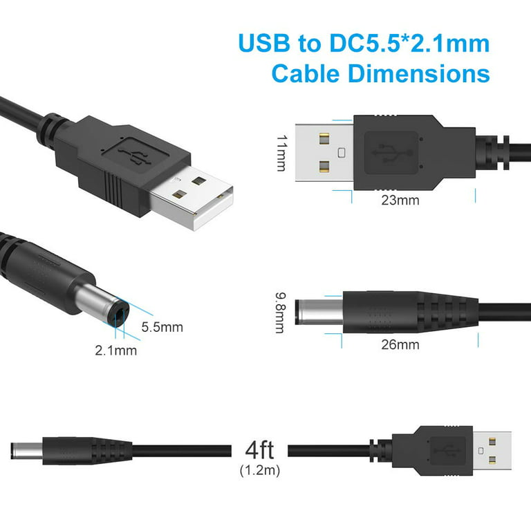 USB A Male to 2.0 2.5 3.5 4.0 5.5mm Connector 5V DC Charger Power