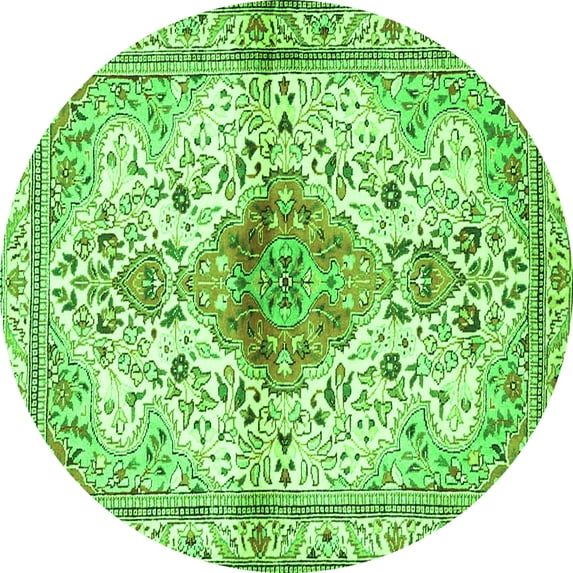 Ahgly Company Indoor Round Persian Green Traditional Area Rugs, 4' Round