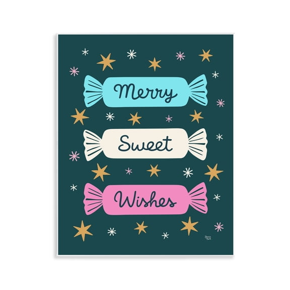 Stupell Industries Merry Sweet Wishes Candies Wall Plaque Art design by Jessica Beck, 14 x 11