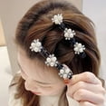 thumbnail image 5 of 5Pcs Three Butterfly Flower Pearls Side Hair Clip Double Layer Hair Clip Plastic Hair Bands Braided Hair Clips for Gifts for Women Girls, 5 of 5