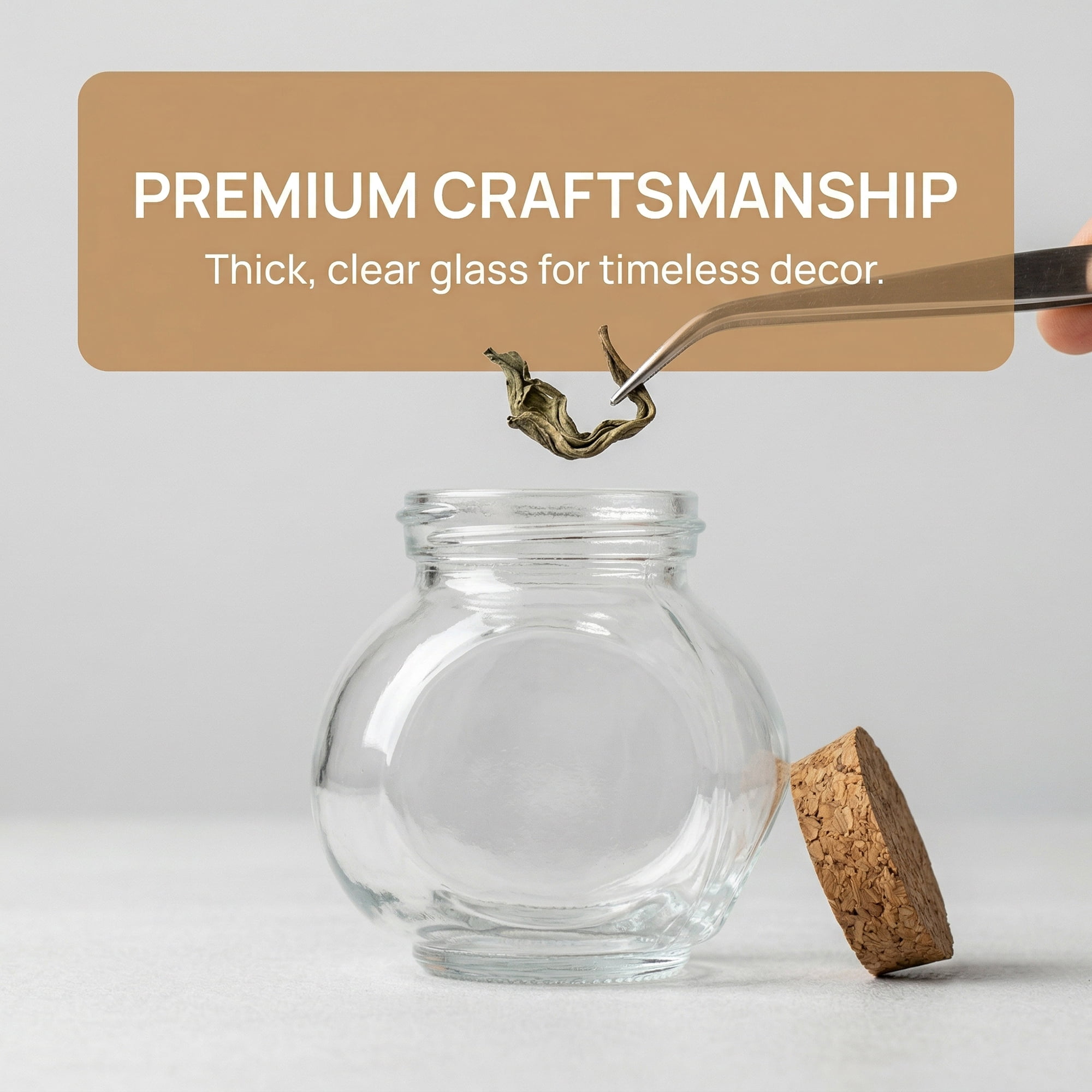 Unique Bargains Large Glass Storage Jars with Cork Lids and Jute Twine Tags Round 2.4"L x 2.4"W x 3.1"H