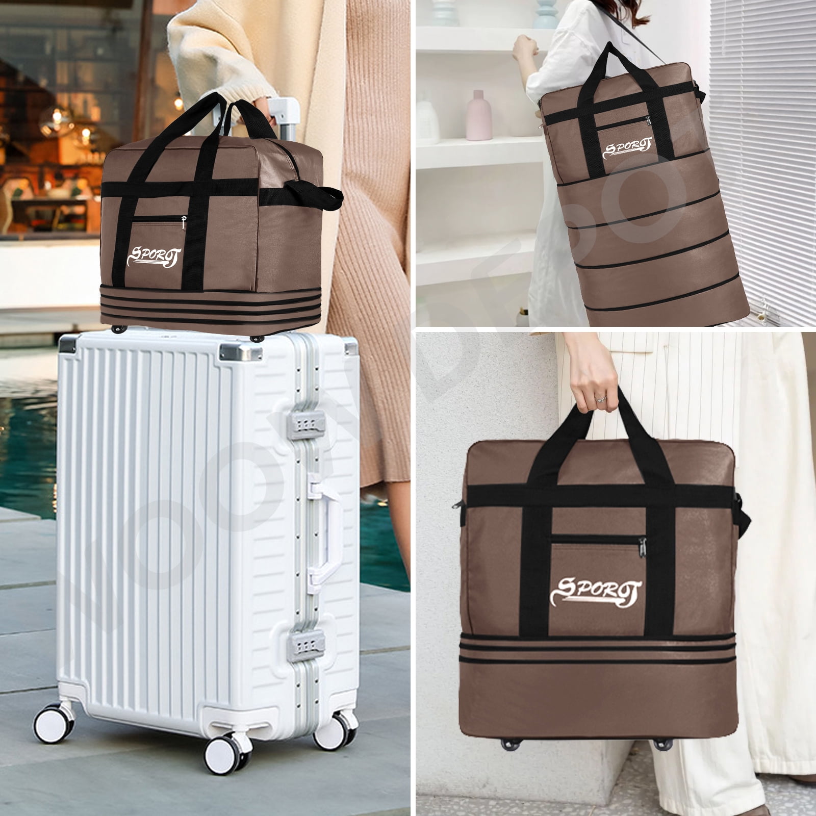 WOOW DEPOT 40in Expandable Suitcase Bag 4 Layer Collapsible Rolling Luggage Wheeled Duffle Bag Large for Home Storage Cargo Travel Business Moving