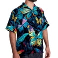 thumbnail image 2 of Flower Butterfly Men's Hawaiian Print Casual Button Down Short Sleeve Summer Beach Shirt - Unisex, 2 of 6