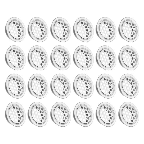 24 Piezas de Cubierta de Ventilación Circular Plana Soffit 19mm/0.7" Cubierta de Ventilación de Acero Inoxidable Tono Plateado