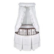 Badger Basket Elite Oval Baby Bassinet with Canopy - Cherry/White