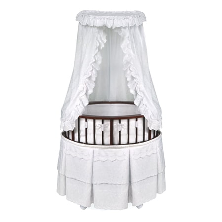 Badger Basket Elite Oval Baby Bassinet with Canopy - Cherry/White