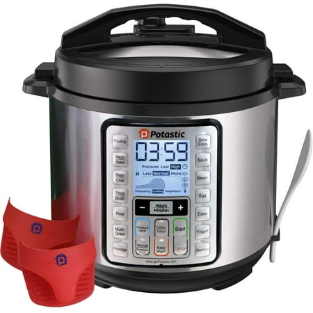 6Qt 10-in-1 Programmable Pressure, LCD Display,Instant Cooking with Stainless Steel Pot, Multi, Slow, Rice, Yogurt Maker, Egg Cooker, Saute, Steamer, Warmer