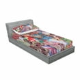 thumbnail image 3 of Ambesonne Colorful Fitted Sheet & Pillow Sham Set, Peacock Feather Animal, Queen, Green Blue Red, 3 of 3