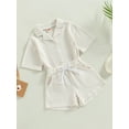 thumbnail image 3 of Bagilaanoe 2pcs Toddler Baby Girls Boy Short Pants Set Short Sleeve Shirt Tops + Shorts 6M 12M 18M 24M 3T 4T Kids Summer Casual Outfits, 3 of 9