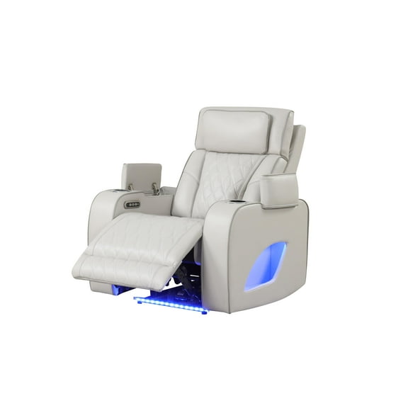 Fortuner Modern Style  Recliner Chair Made with Faux Leather and Wood in Beige