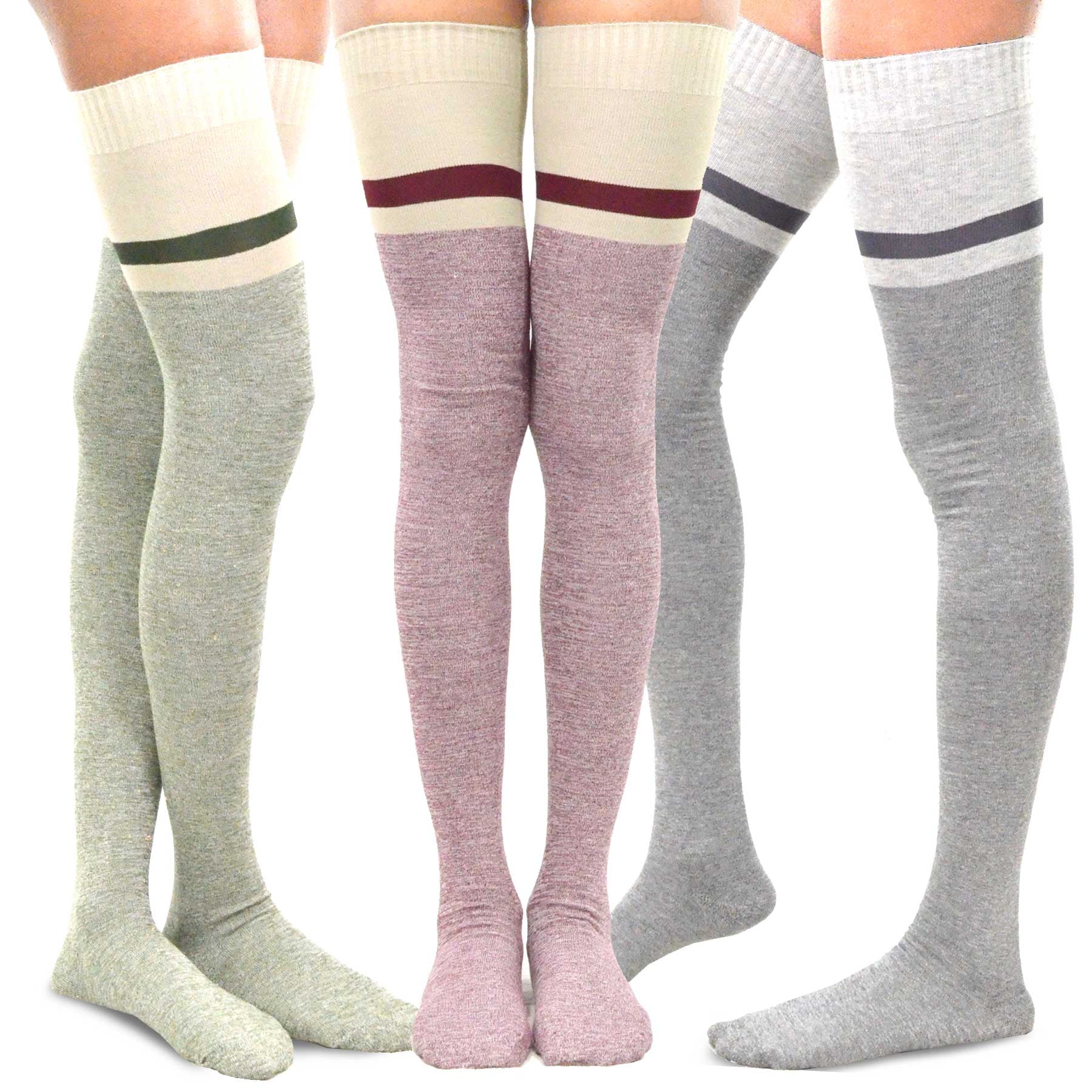 Teehee Women's Extra Long Fashion Thigh High Socks Over the Knee High ...
