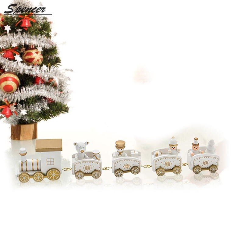 DECHOUS Mini Wooden Christmas Train Ornaments | Set Of Hanging Pendant Decor For Tree & Home
