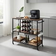 thumbnail image 2 of Barara King Baker's Rack, Microwave Stand,Bun Pan Sheet Rack, Kitchen Storage Shelf Rack,3 Tiers Bar Cart on Wheels with Glass Racks-Brown, 2 of 8