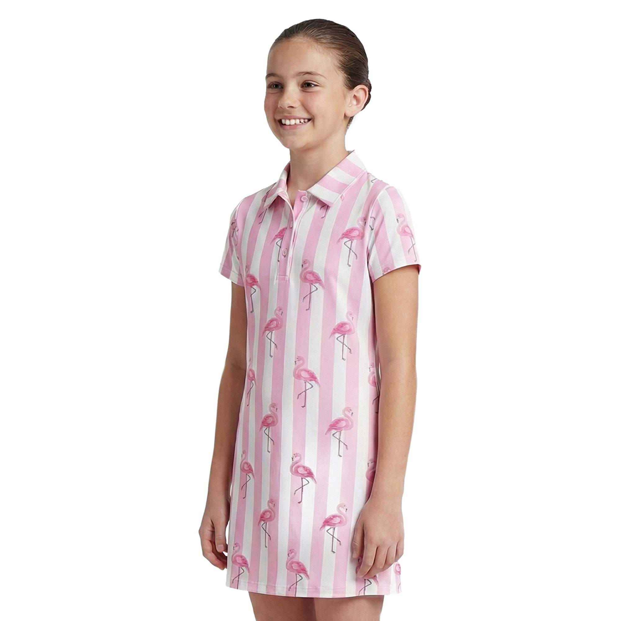 Birdie Bound Girls Beverly Flamingo Dress with Short Sleeves, Sizes XS-XL