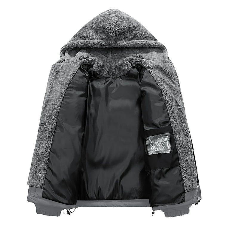 Brnmxoke Big and Tall Mens Winter Coat Fuffly Fleece Lined Puffer