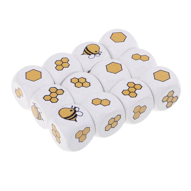 12 Piezas Cubos De Dados De Madera Pintada De Blanco Ronda De Esquina Juguetes Para Niños Juego Dados De 6 Caras Con Patrones De 20 Mm X 20 Mm X 20 Mm Juegos De Para Niños Juguetes, Baoblaze Dados de madera