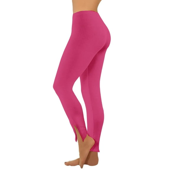 JJHGVB Yoga Pants Women Workout Leggings Womens Daily Solid Yoga Pants Elastic Mid Waist Workout Pants Casual Sport Trousers Leggings Compression Leggings Butt Lifting Leggings Hot Pink M