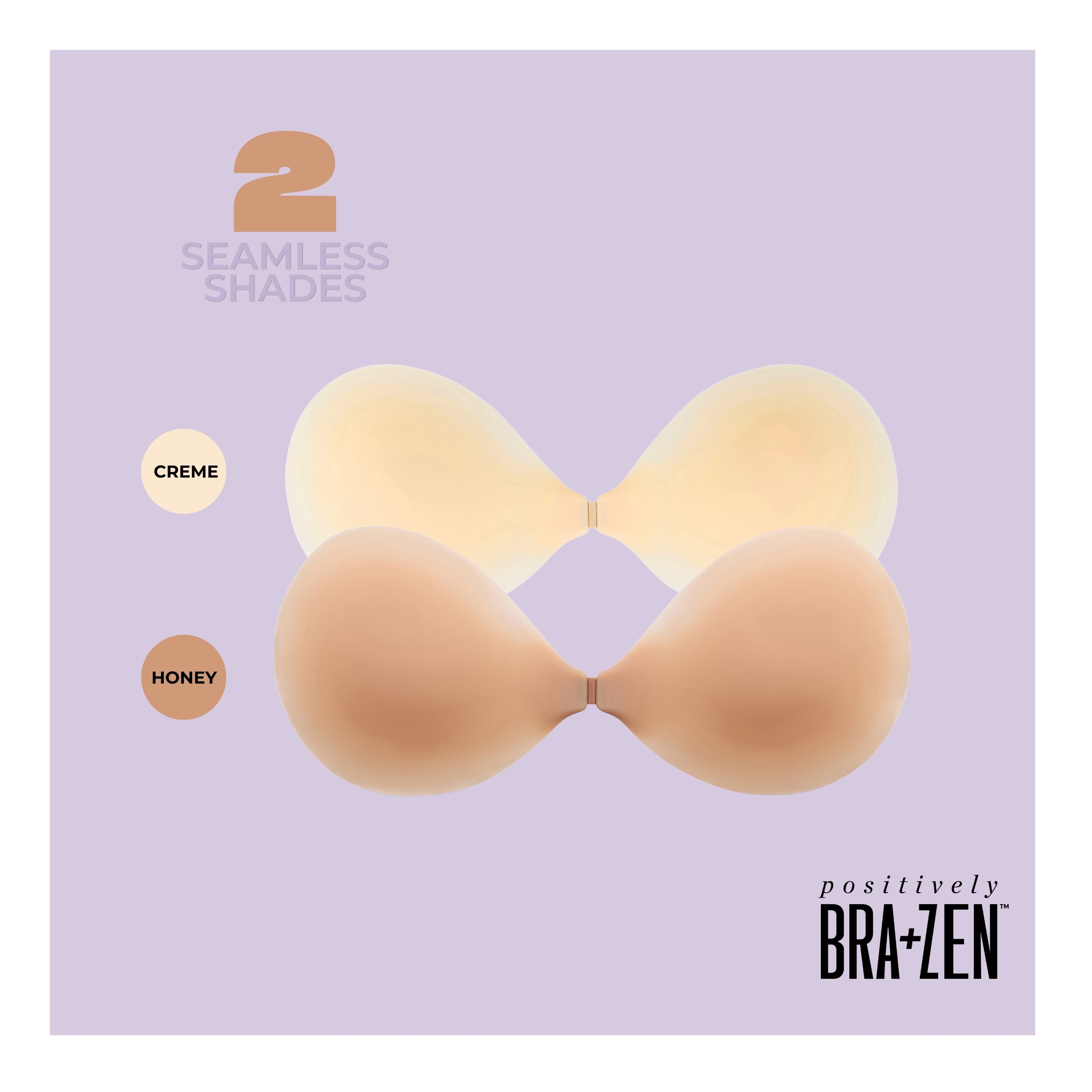 Positively BRA+ZEN Women’s Reusable Silicone Cleavage Creator Strapless Backless Bra, Adhesive Stick on Bra Cup Size A-D