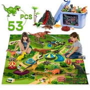 WISAIRT Dinosaur Toys for kids,53 PCS Dinosaur Play Set with Activity Play Mat,Dinosaur Figures, Trees, Rocks,Container to Create a Dino World Great Gift for Boys Girls Toddles Ages 3 4 5 6 7 8