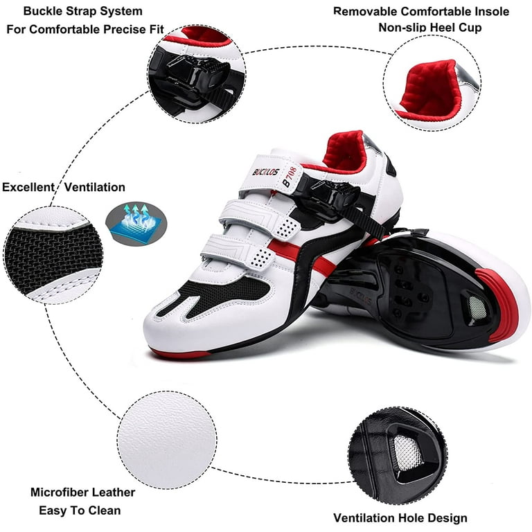 BUCKLOS Road Bike Shoes Compatible with Peloton Mens Bike Shoes Bike Riding Shoes fit Cycling Shoes for SPD Look Delta Lock Pedal Walmart