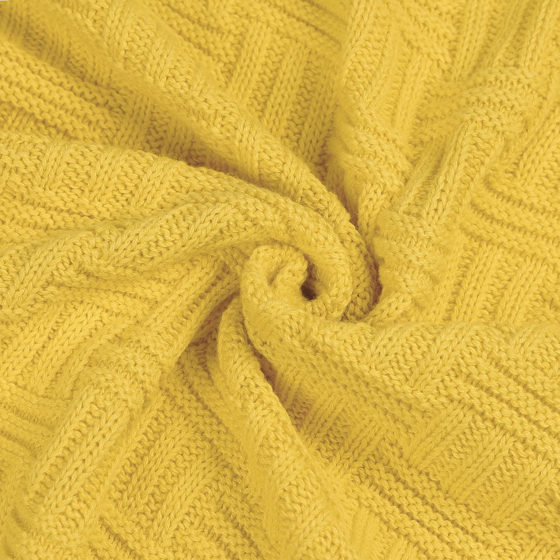 Unique Bargains Cotton Knitted Throw Blanket for Couch, 50" x 60",  Yellow