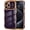 Dark Purple, variant on for iPhone 14 Pro Max Case Cute Curly Wave Frame Shape Phone Cases, Thin Slim Luxury Plating Wavy Edge Soft TPU Bumper Shockproof Rubber Protective Cover for Women Girls, Love Heart-White