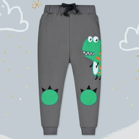 

Bjutir Toddler Boy Girl Dinosaur Print Sweatpants Cotton Drawstring Elastic Waist Sport Jogger Pants With Pocket Casual Comfortable Fall Winter Kids Pants For 3T