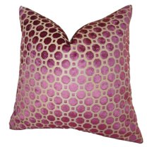 Luxury Magenta Velvet Geometric Handmade Throw Pillow - Magenta & Taupe - 22 x 22 in.