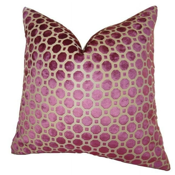 Velvet Geo Handmade Double Sided Throw Pillow - Magenta & Taupe - 20 x 20 in.