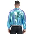 thumbnail image 4 of inlzdz Mens Shiny Metallic Bomber Jackets Zip Up Outerwear for Disco Party Blue XXL, 4 of 7