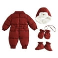 thumbnail image 5 of ZACPNCV Infant Baby Boys Girls Winter Snowsuit Romper Hoodied Footie Outwear Toddler Jumpsuit Down Coat Jacket Red 3-6 Months, 5 of 9