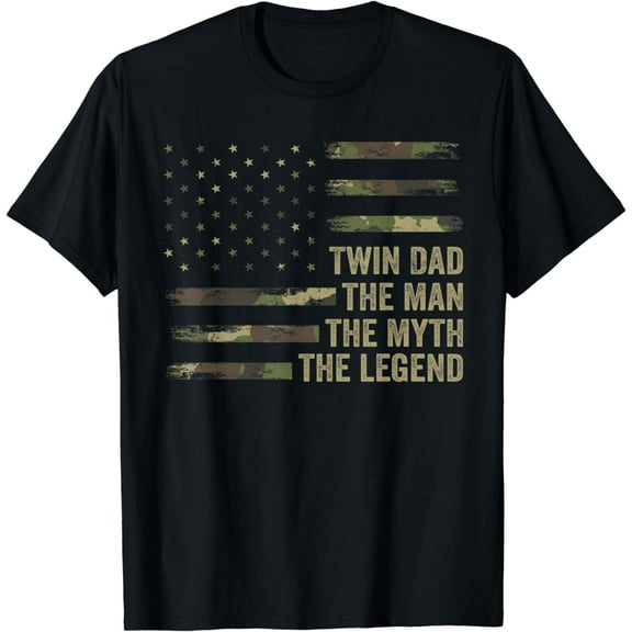 Twin Dad Camo USA Flag, Twin Dad The Man The Myth The Legend T-Shirt