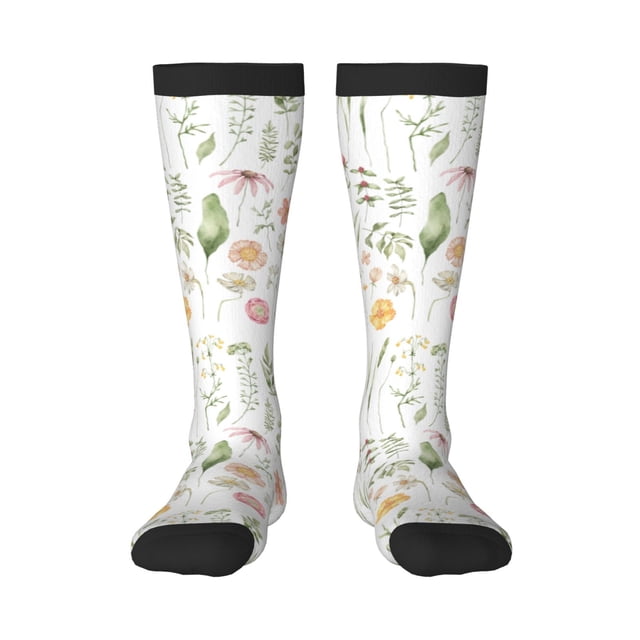 Balery Wildflower Watercolor 2 Calcetines novedosos Calcetines deportivos Calcetines hasta la rodilla Calcetines de algodón Calcetines originales y geniales