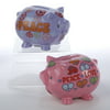Pack of 6 Pink and Purple Peace and Love Piggy Banks 3.5"
