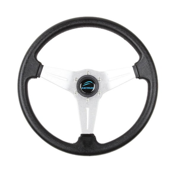 340mm 3 Spoke Marine Steering Wheel 3/4-inch Shaft for Boat, with Soft PU foam material grip and ()