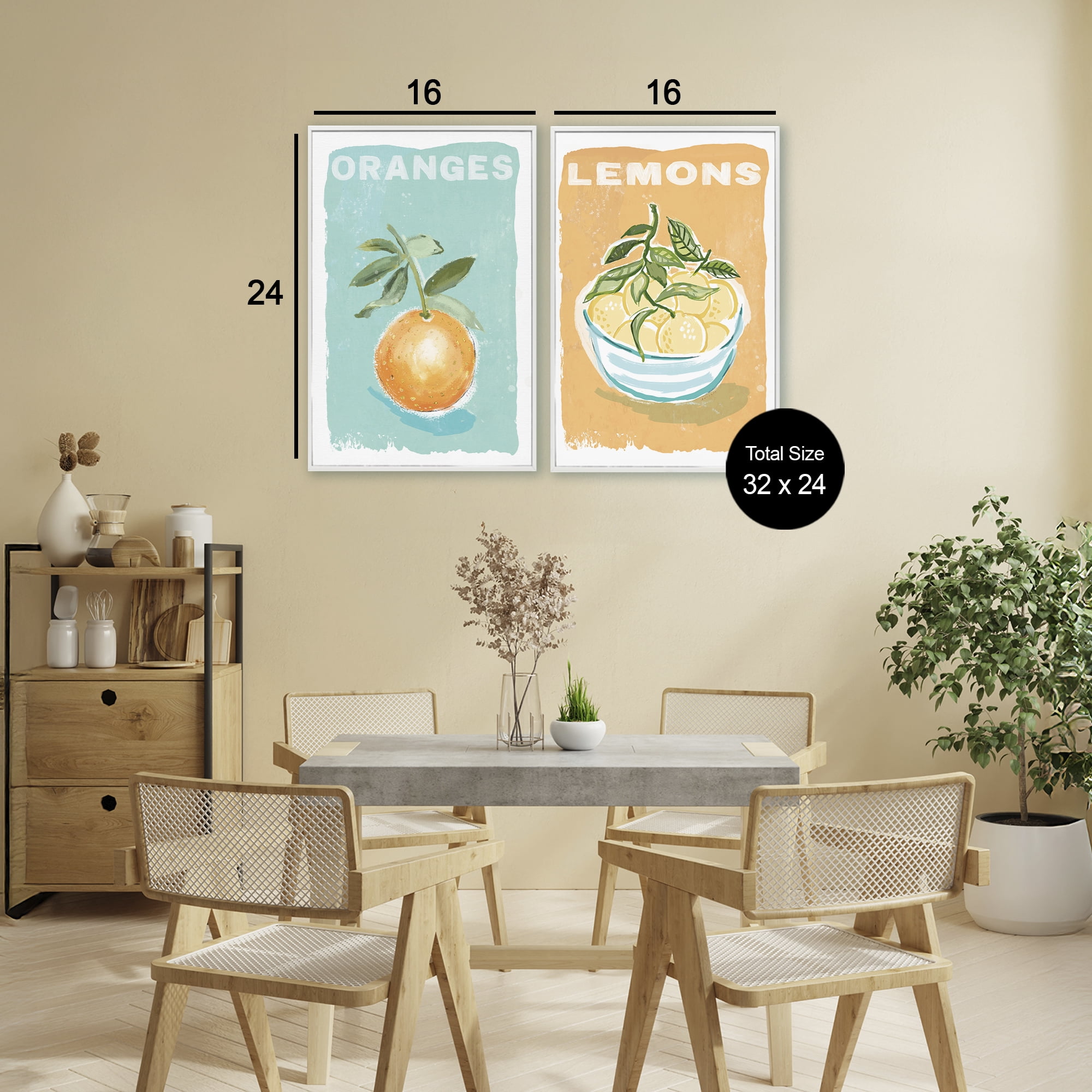 Stupell Industries Citrus Twist Motif 2 Piece White Framed Giclee Art Set, design by Chad Barrett