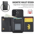 thumbnail image 5 of PU Leather Wallet Phone Case Compatible with iPhone 16 Plus, with Card Holder 2 in 1 Detachable Back Cover for iPhone 16 Plus, RFID Blocking Kickstand Heavy Duty Classic Magnetic - Black, 5 of 11