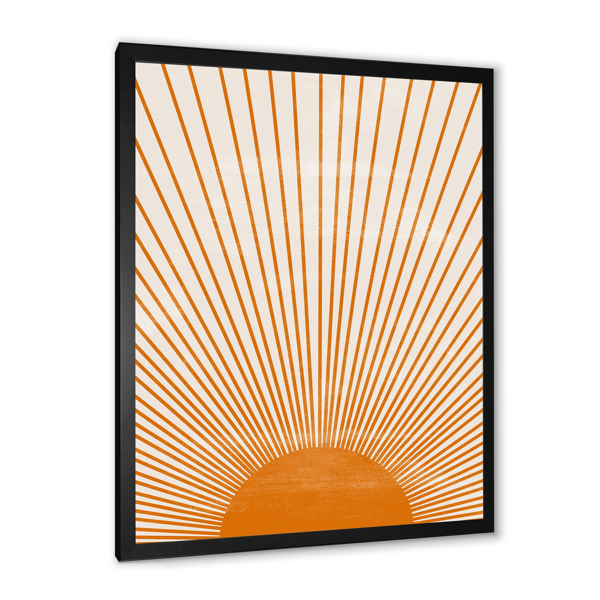 Designart 'Orange Sun Print On Beige III' Modern Framed Art Print